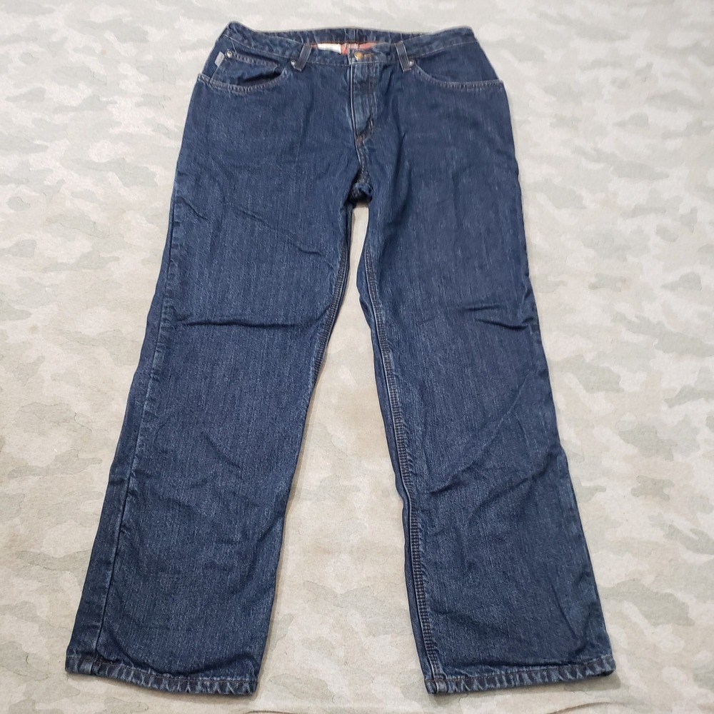 Vintage Carhartt Jeans Womens 14x30 Blue Flannel Lined Denim Straight Dark Wash
